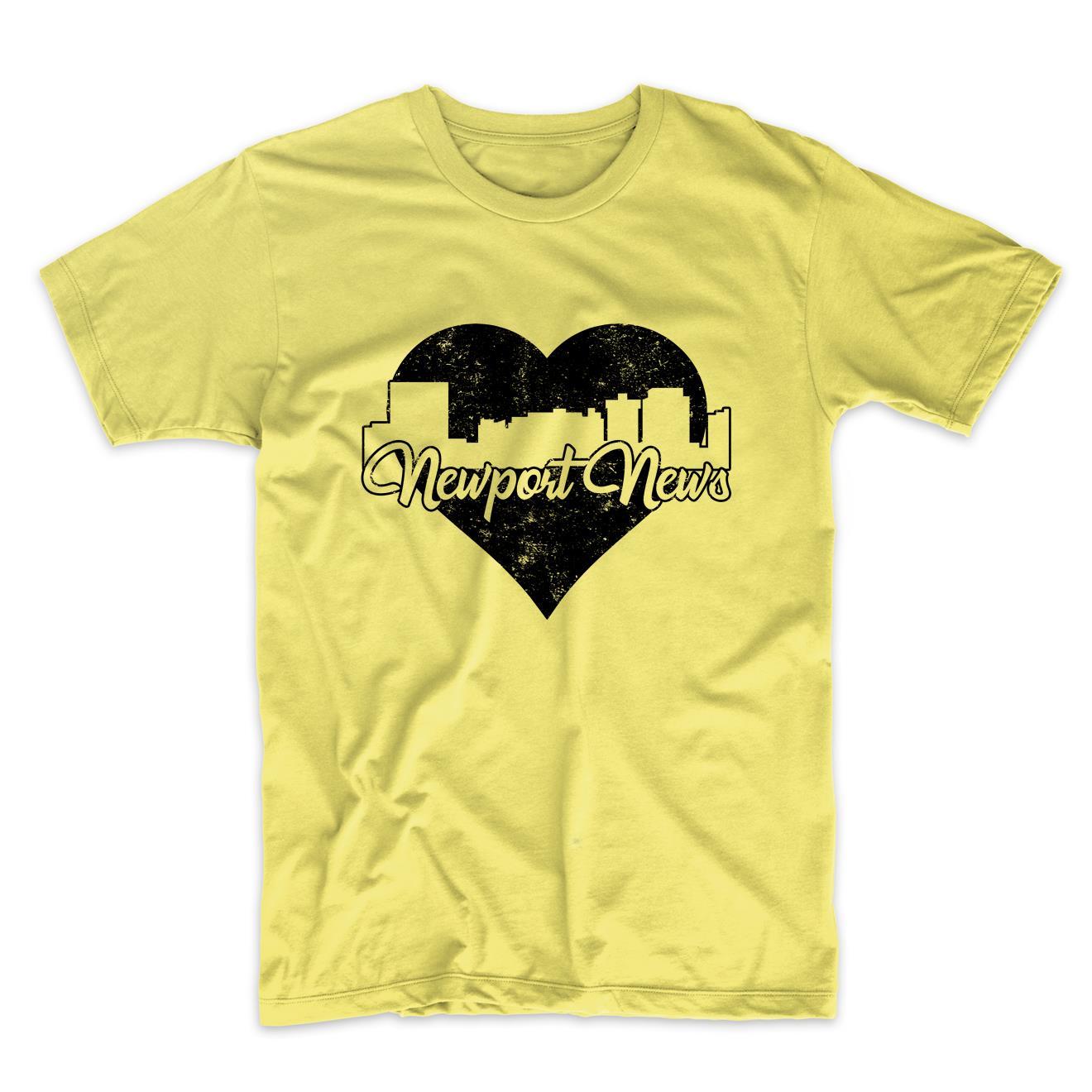 Retro Newport News Virginia Skyline Heart Distressed T-Shirt