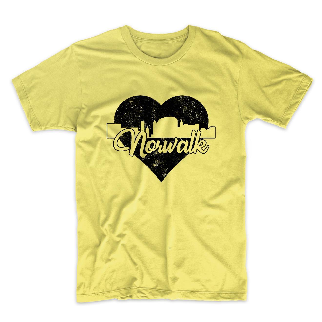 Retro Norwalk Connecticut Skyline Heart Distressed T-Shirt