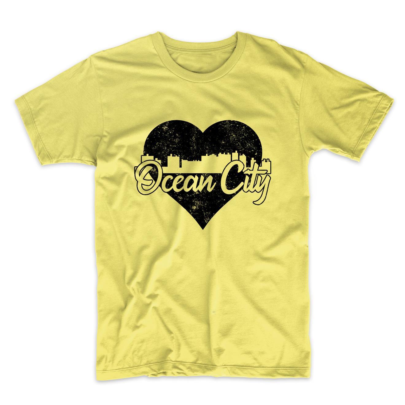 Retro Ocean City Maryland Skyline Heart Distressed T-Shirt
