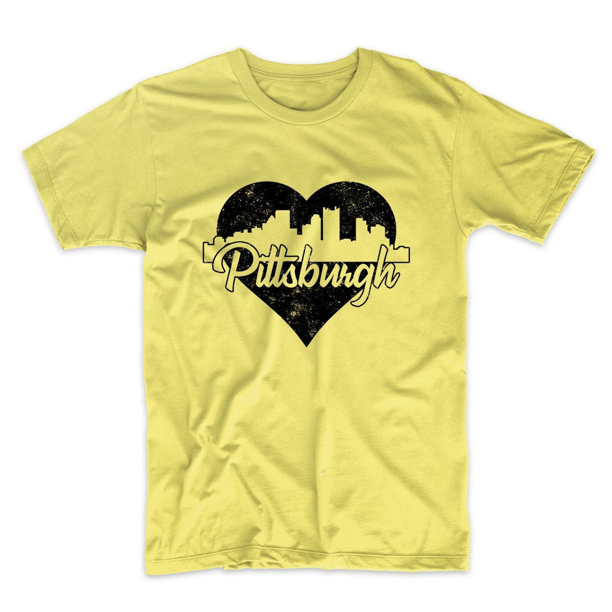 Retro Pittsburgh Pennsylvania Skyline Heart Distressed T-Shirt