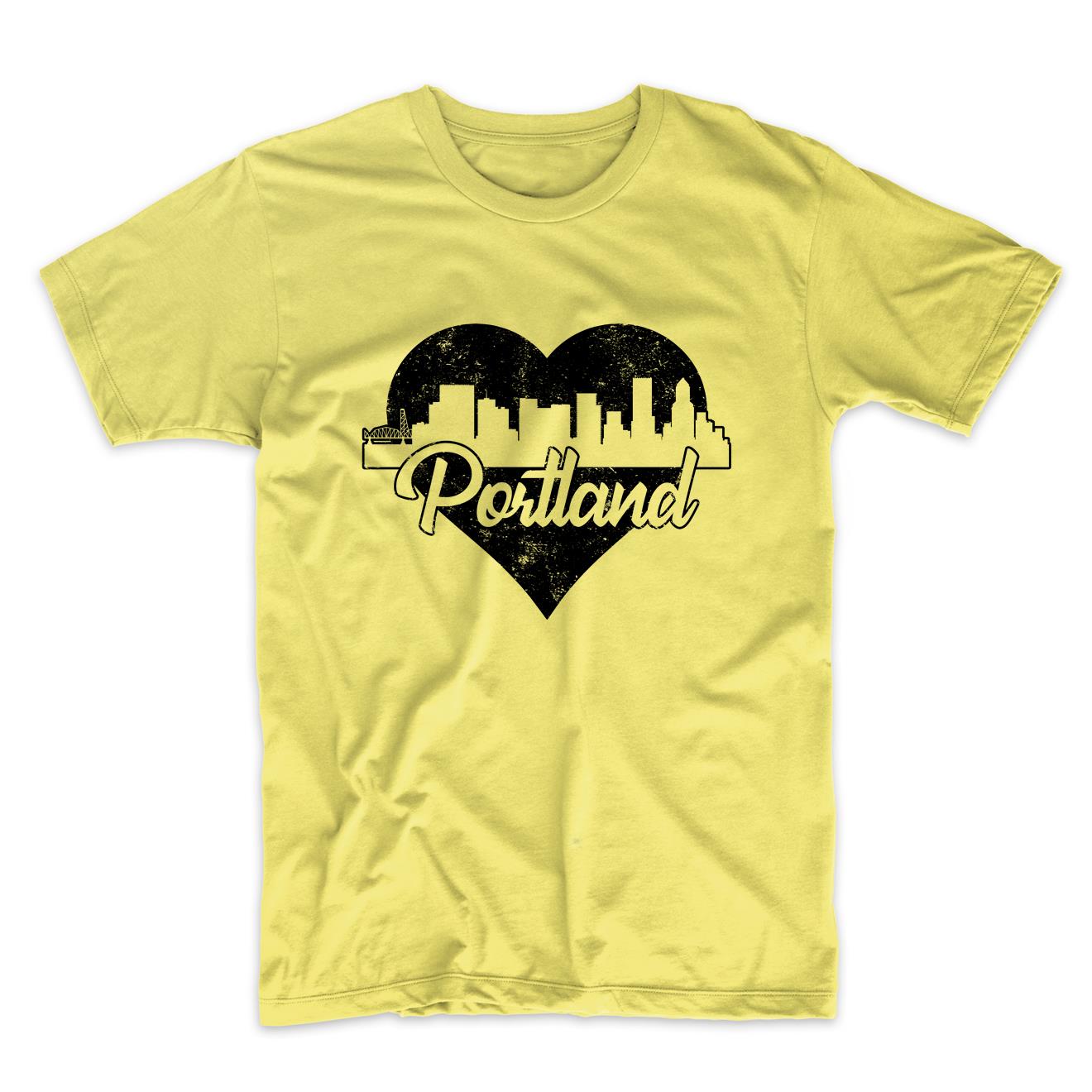 Retro Portland Oregon Skyline Heart Distressed T-Shirt