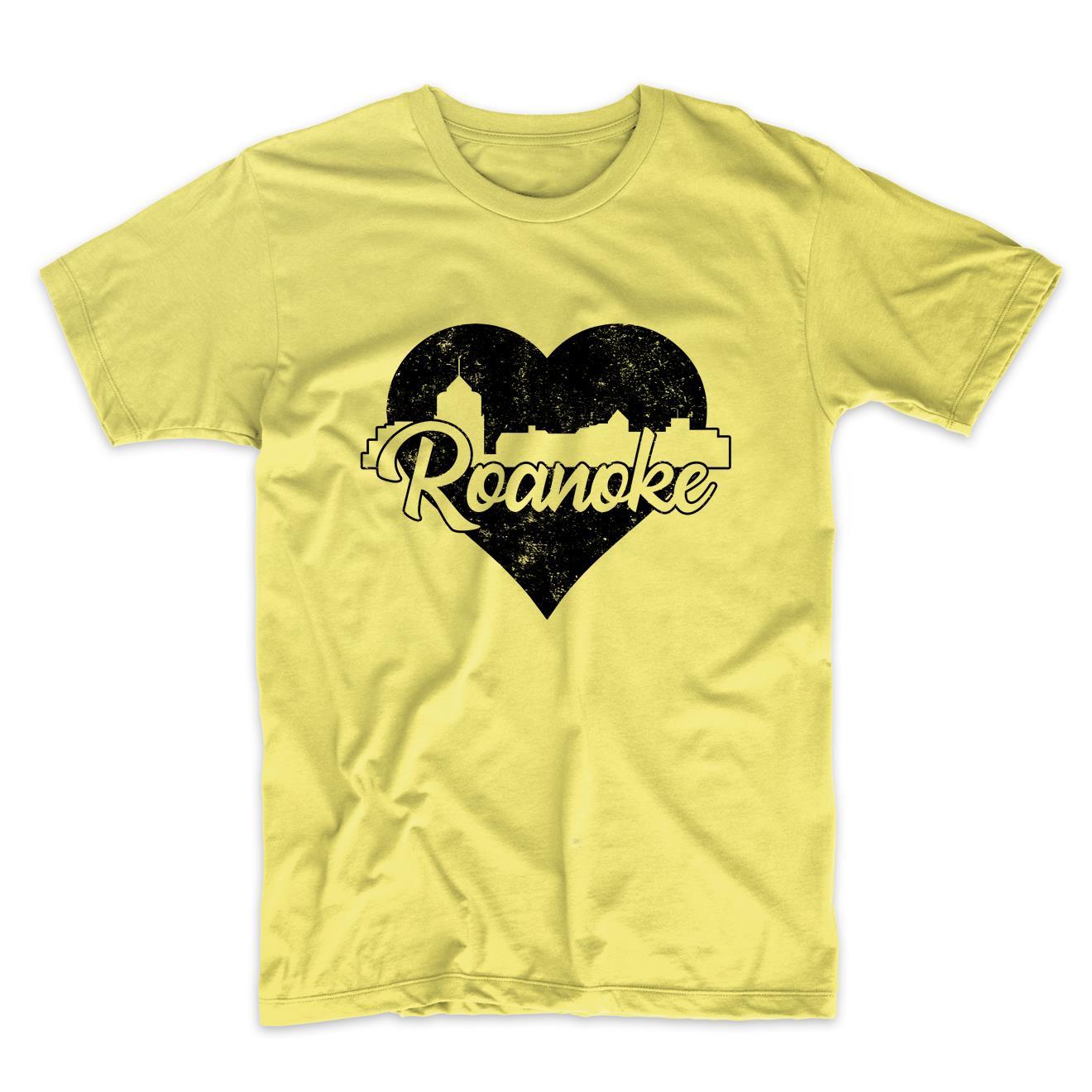 Retro Roanoke Virginia Skyline Heart Distressed T-Shirt