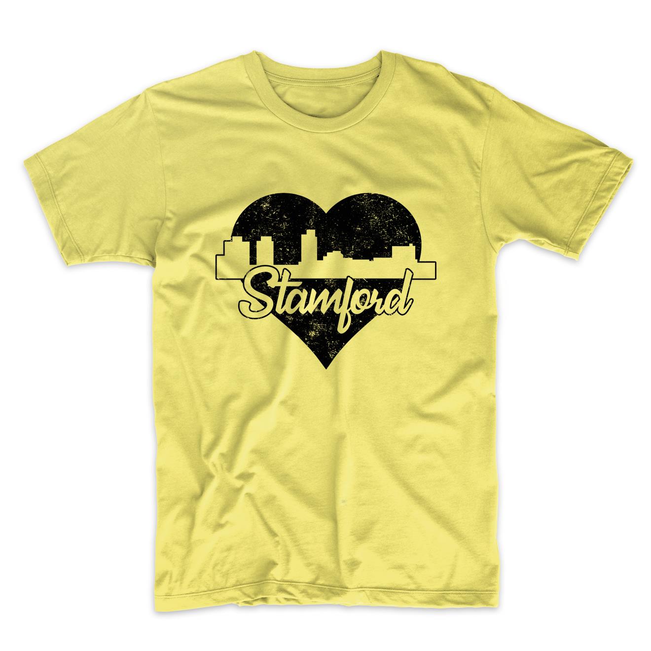 Retro Stamford Connecticut Skyline Heart Distressed T-Shirt