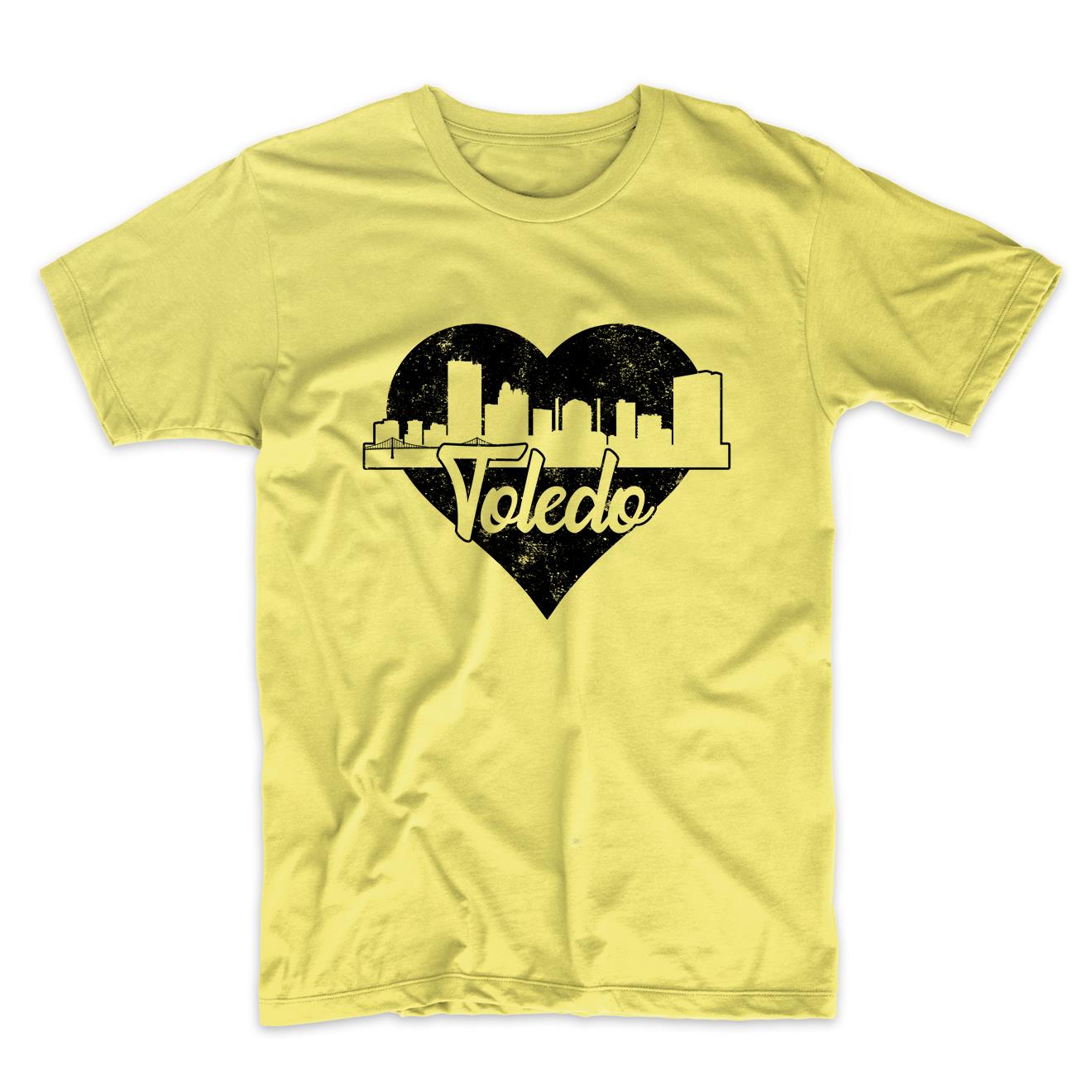 Retro Toledo Ohio Skyline Heart Distressed T-Shirt