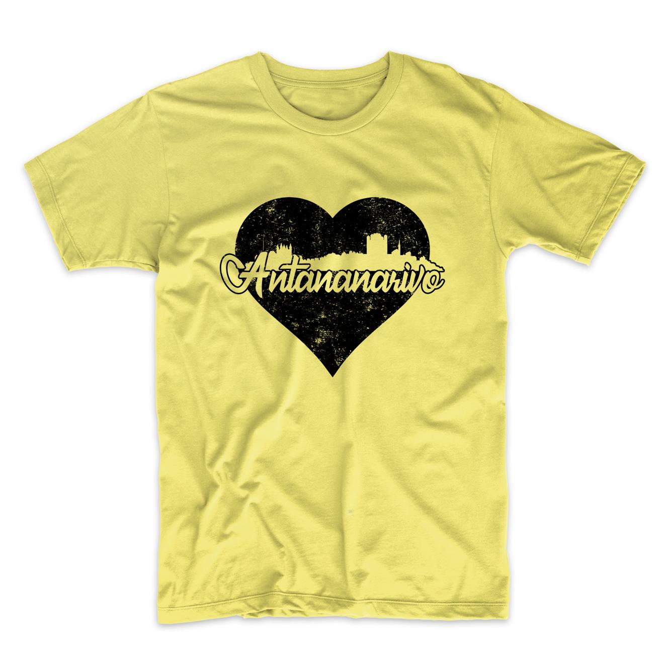 Retro Antananarivo Madagascar Skyline Heart Distressed T-Shirt