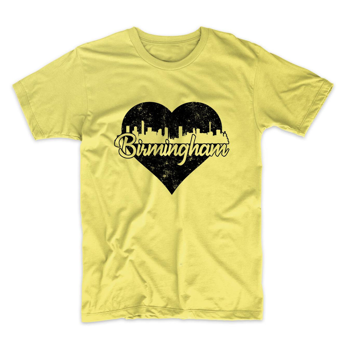 Retro Birmingham England Skyline Heart Distressed T-Shirt