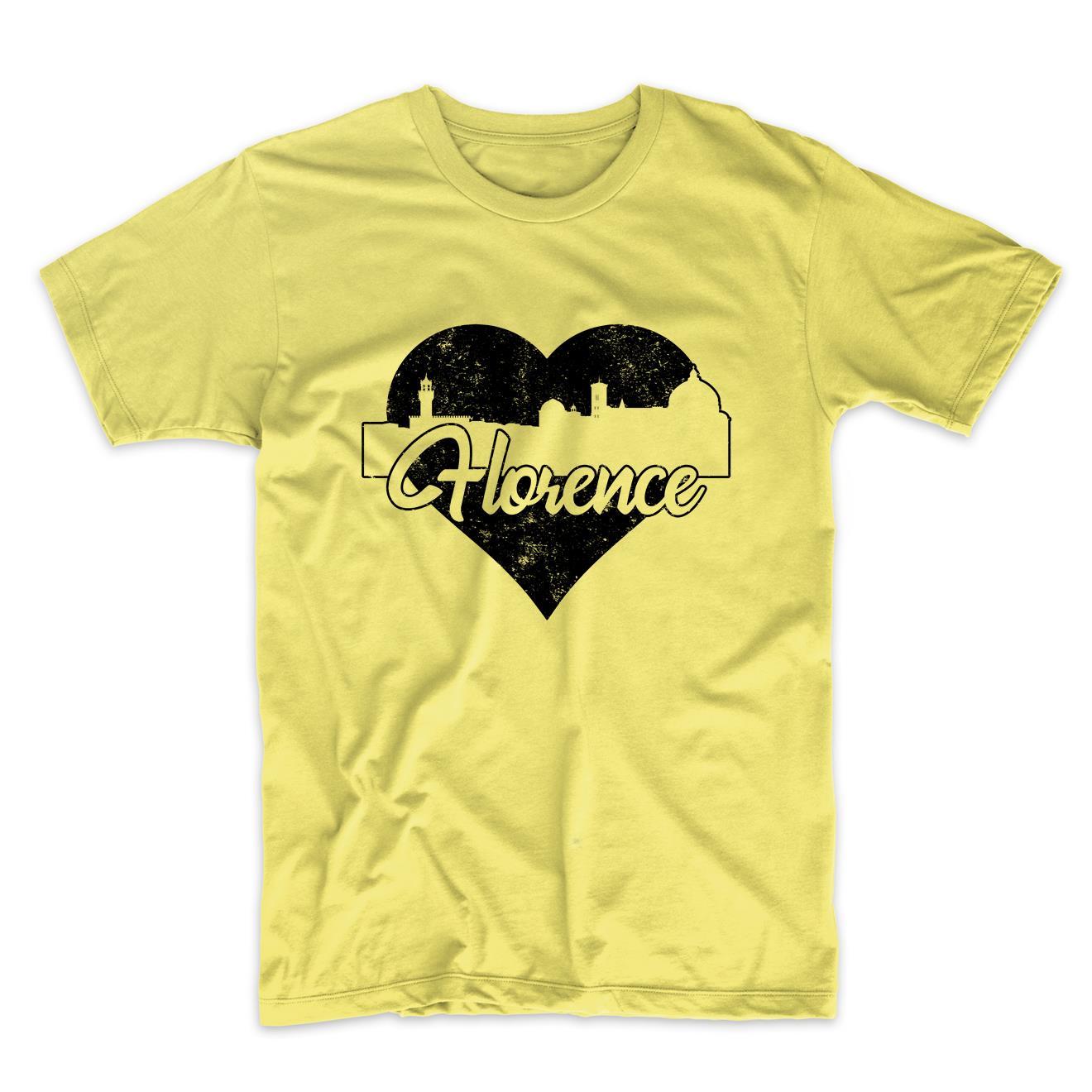 Retro Florence Italy Skyline Heart Distressed T-Shirt