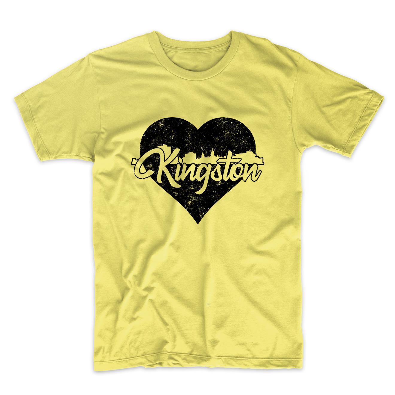Retro Kingston Jamaica Skyline Heart Distressed T-Shirt