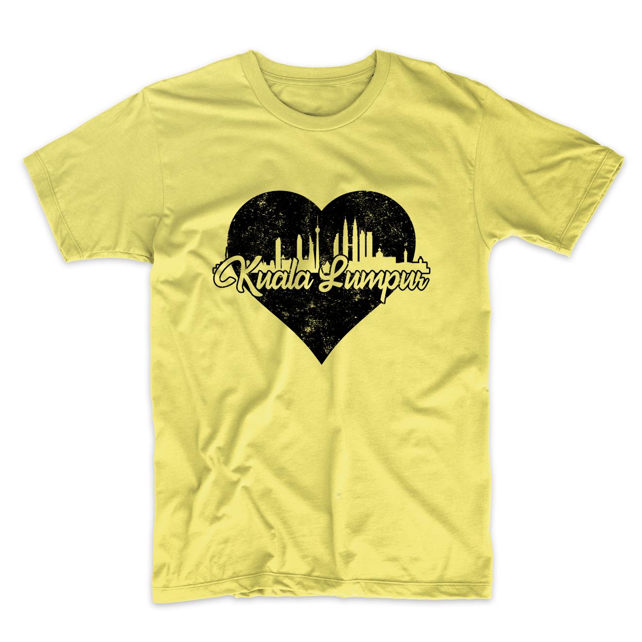 Retro Kuala Lumpur Malaysia Skyline Heart Distressed T-Shirt