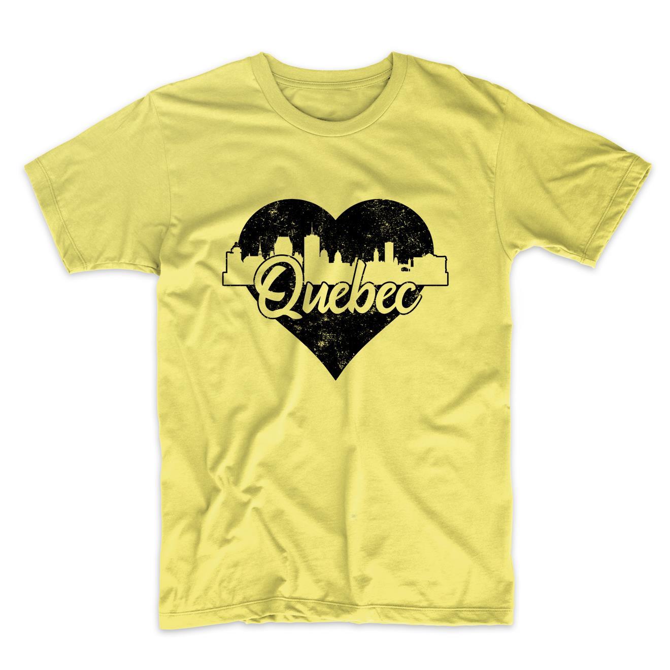 Retro Quebec City Quebec Canada Skyline Heart Distressed T-Shirt