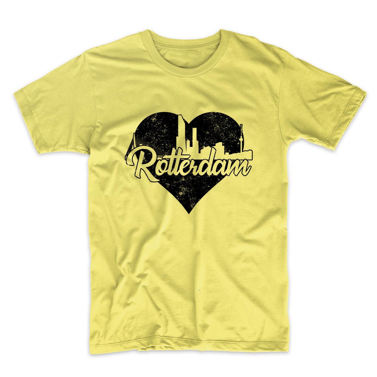 Retro Rotterdam Netherlands Skyline Heart Distressed T-Shirt