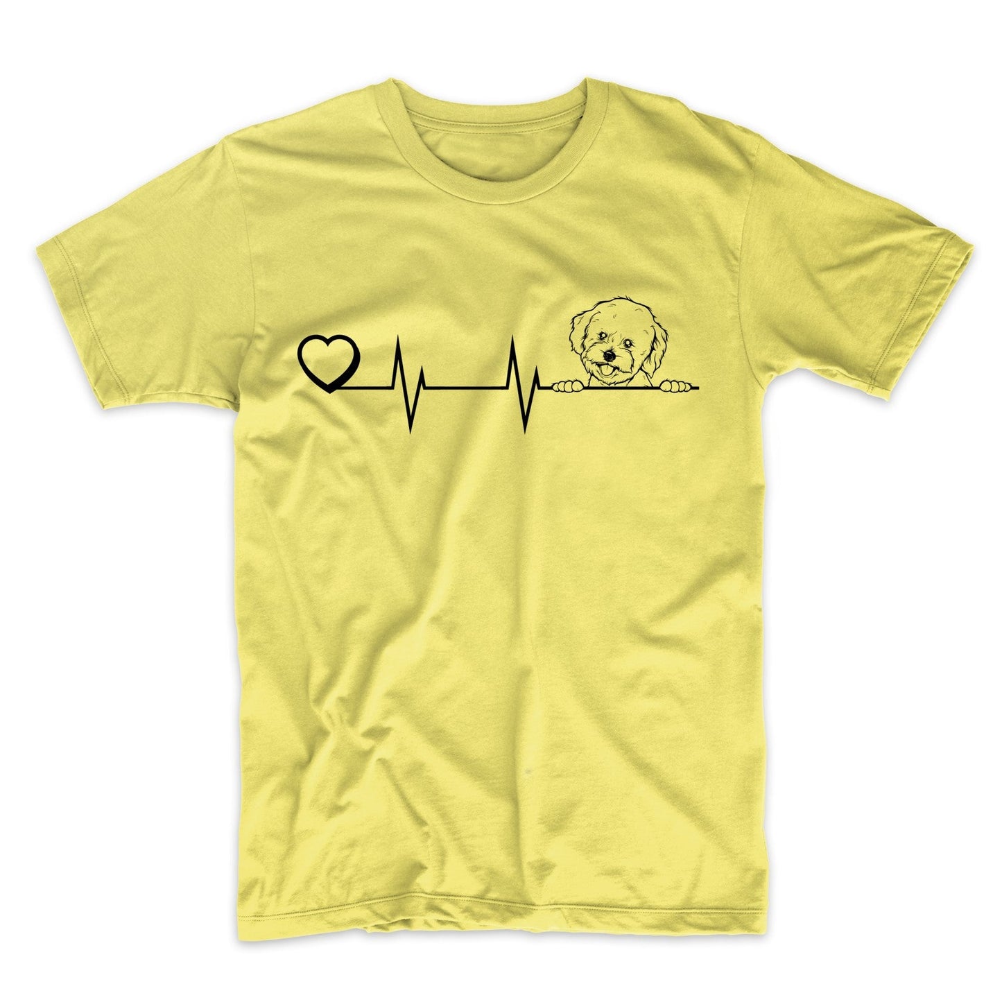 Heart Heartbeat Line Chart Bichon Frise Dog Breed T-Shirt