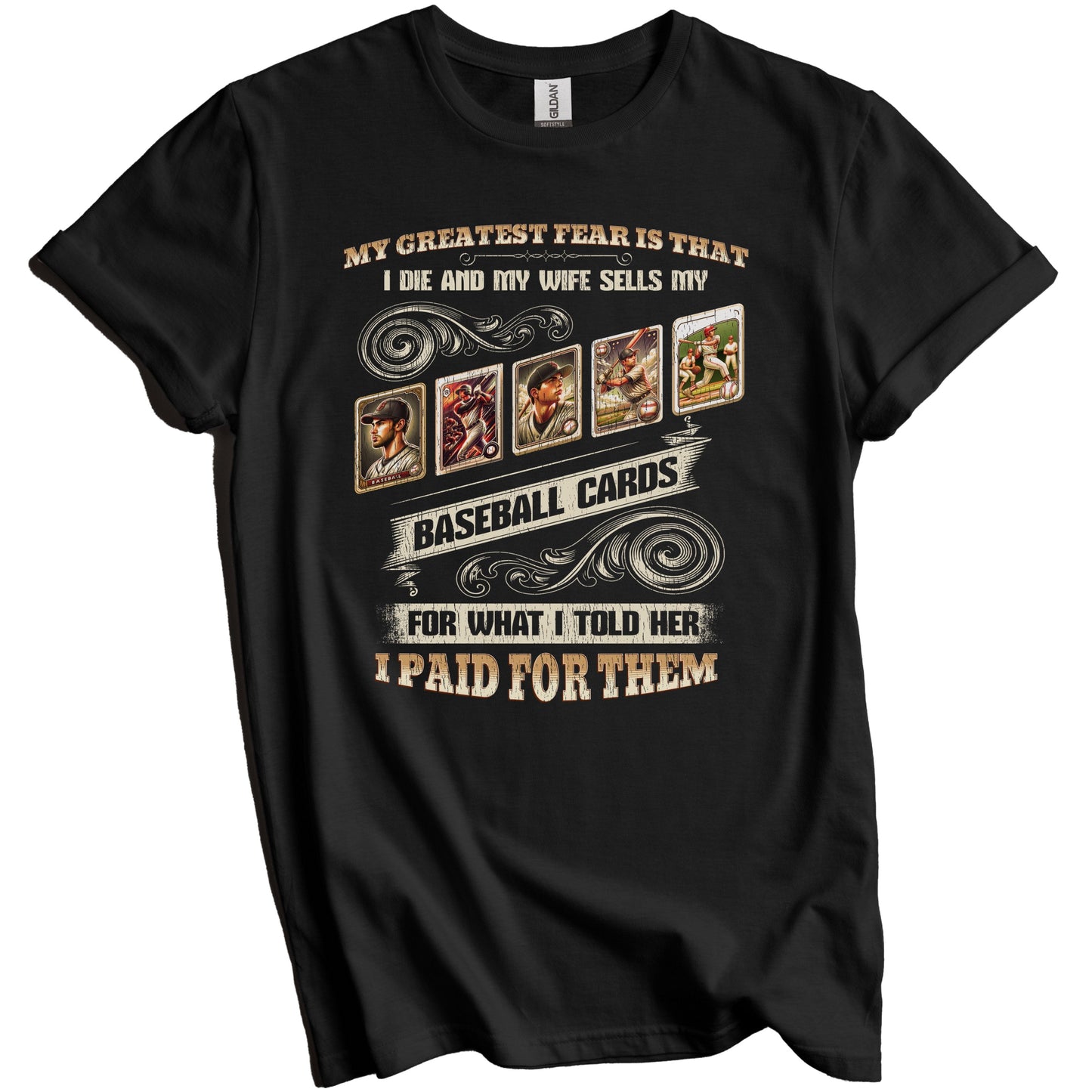 Funny Baseball Card Collector Husband Saying Baseball Cards T-Shirt
