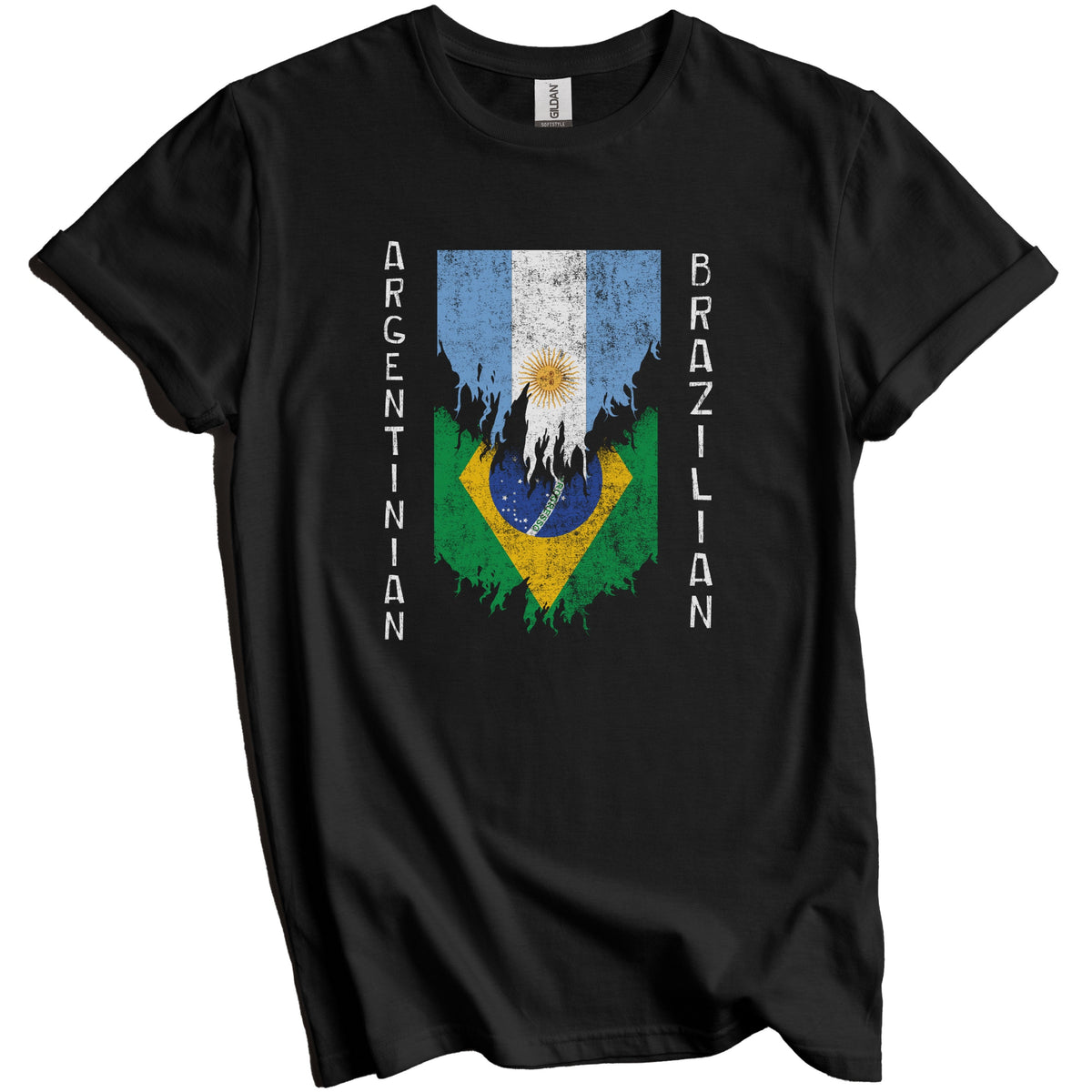 Argentinian Brazilian Flags Ripped Torn Argentina Brazil T-Shirt