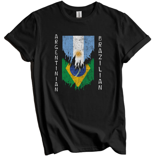 Argentinian Brazilian Flags Ripped Torn Argentina Brazil T-Shirt