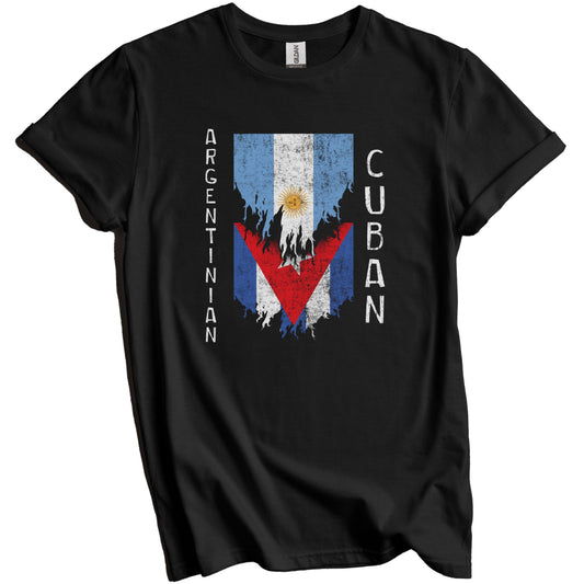 Argentinian Cuban Flags Ripped Torn Argentina Cuba T-Shirt