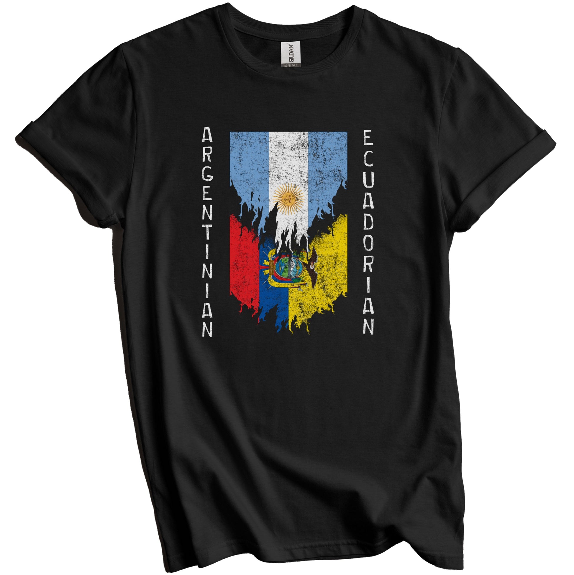 Argentinian Ecuadorian Flags Ripped Torn Argentina Ecuador T-Shirt