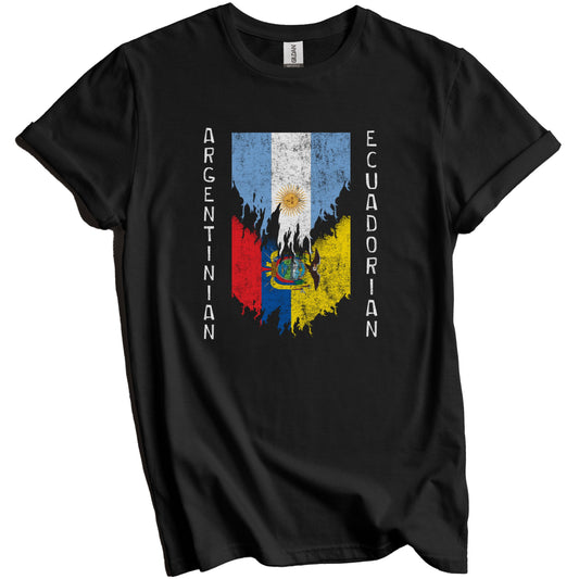 Argentinian Ecuadorian Flags Ripped Torn Argentina Ecuador T-Shirt