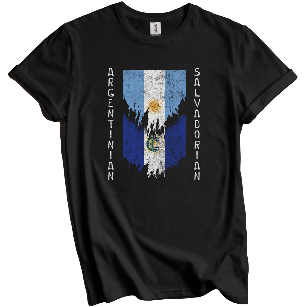 Argentinian Salvadorian Flags Ripped Torn Argentina El Salvador T-Shirt