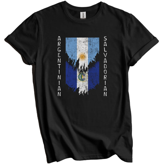Argentinian Salvadorian Flags Ripped Torn Argentina El Salvador T-Shirt