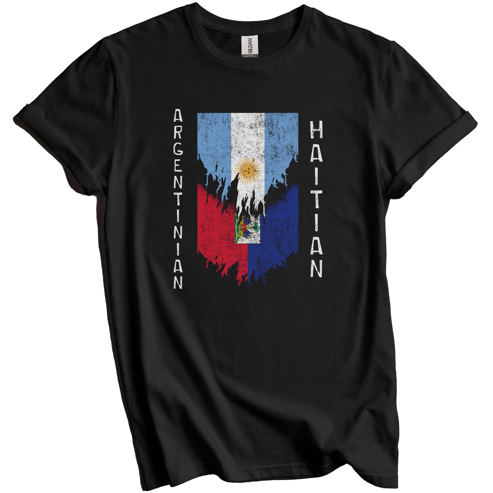 Argentinian Haitian Flags Ripped Torn Argentina Haiti T-Shirt
