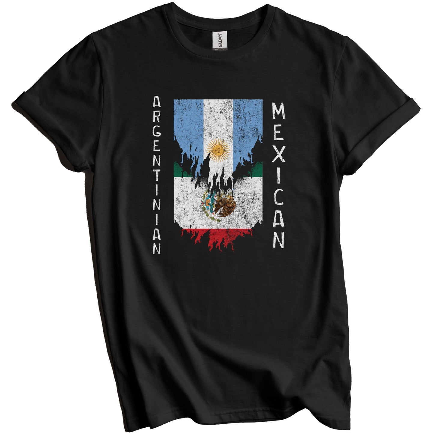 Argentinian Mexican Flags Ripped Torn Argentina Mexico T-Shirt