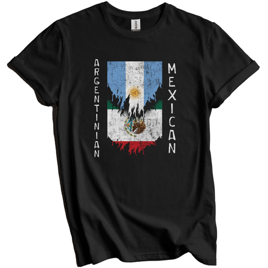 Argentinian Mexican Flags Ripped Torn Argentina Mexico T-Shirt