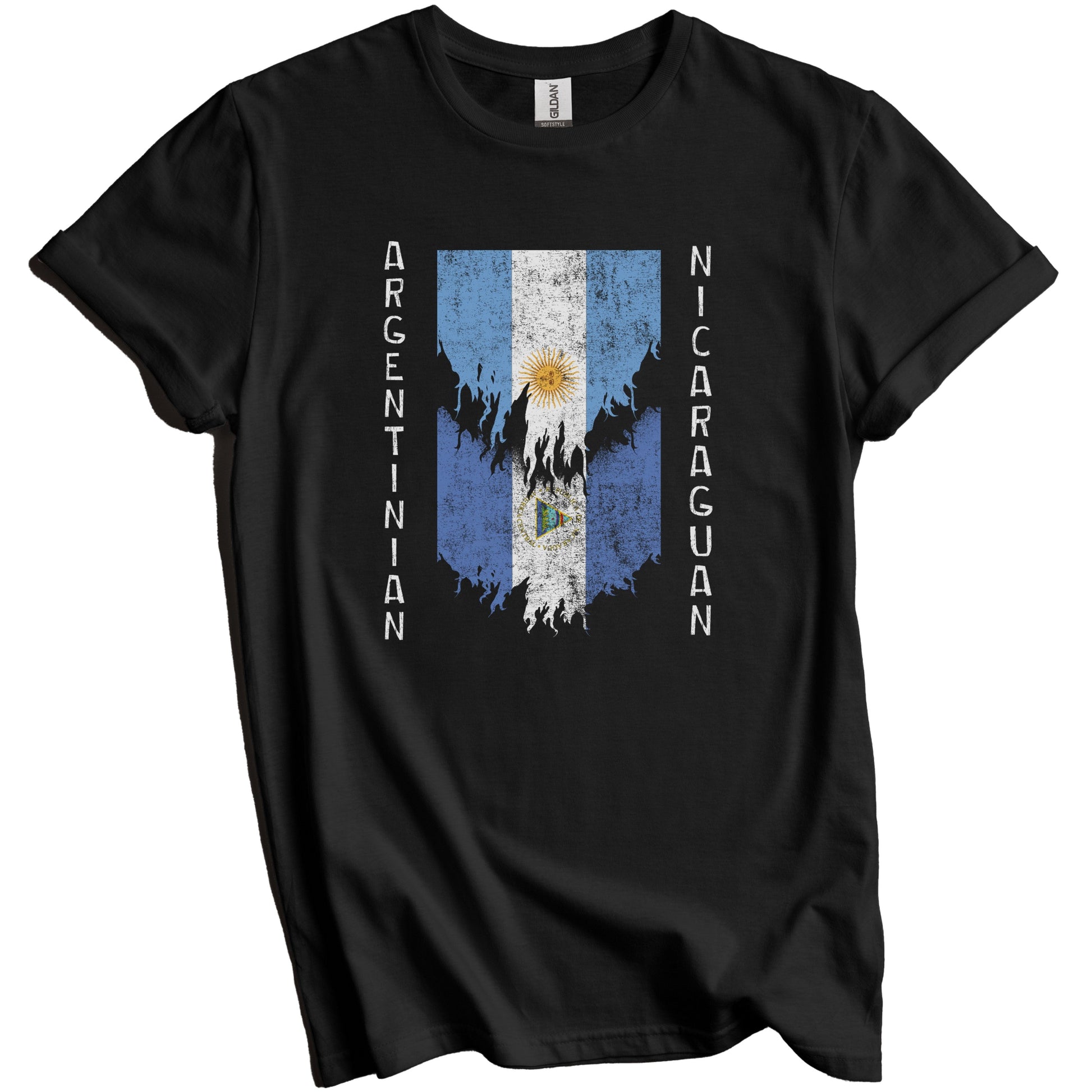 Argentinian Nicaraguan Flags Ripped Torn Argentina Nicaragua T-Shirt