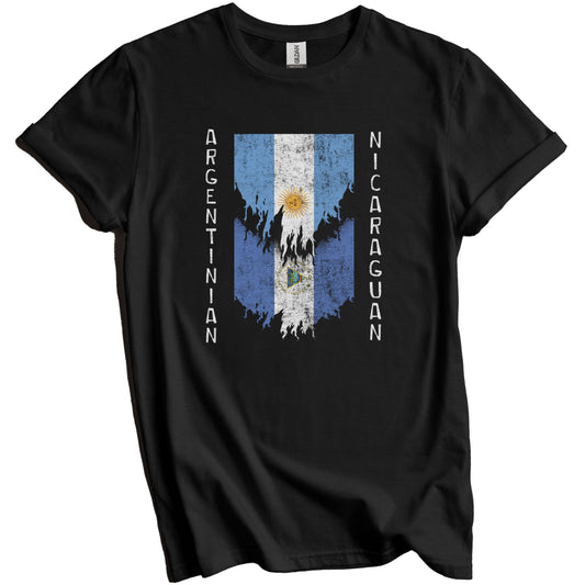 Argentinian Nicaraguan Flags Ripped Torn Argentina Nicaragua T-Shirt