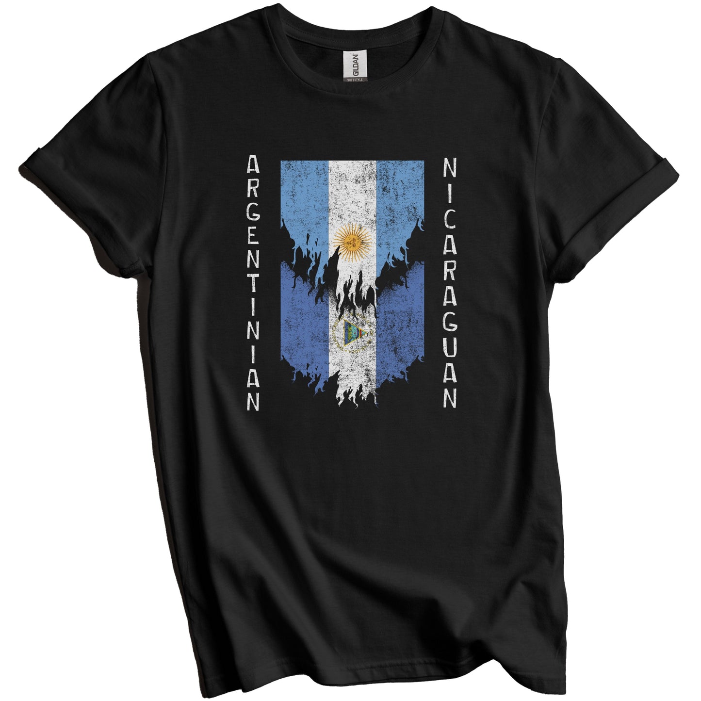 Argentinian Nicaraguan Flags Ripped Torn Argentina Nicaragua T-Shirt