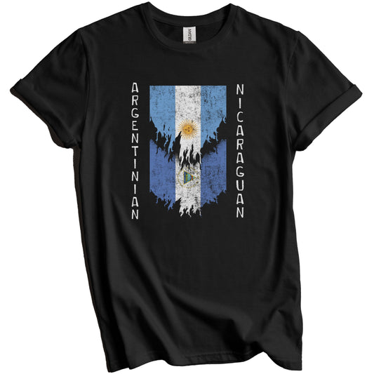 Argentinian Nicaraguan Flags Ripped Torn Argentina Nicaragua T-Shirt