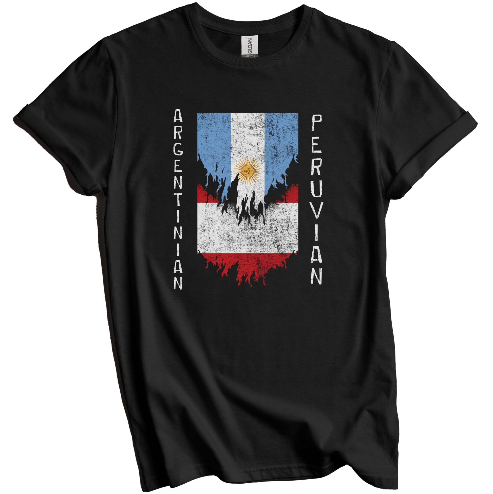 Argentinian Peruvian Flags Ripped Torn Argentina Peru T-Shirt