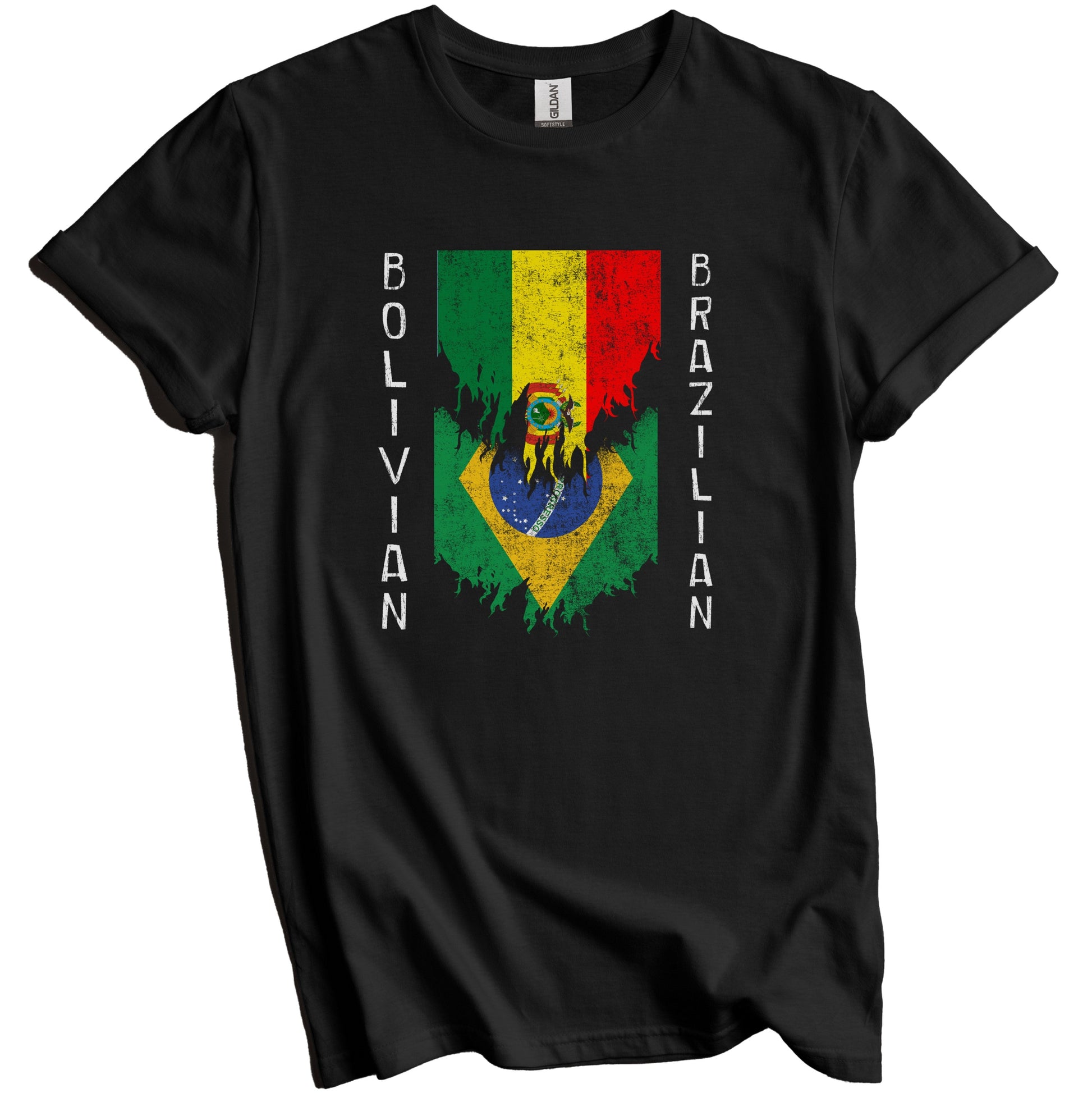 Bolivian Brazilian Flags Ripped Torn Bolivia Brazil T-Shirt