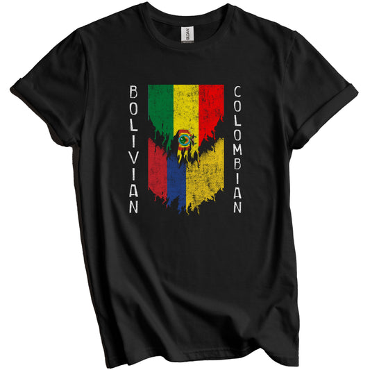 Bolivian Colombian Flags Ripped Torn Bolivia Colombia T-Shirt