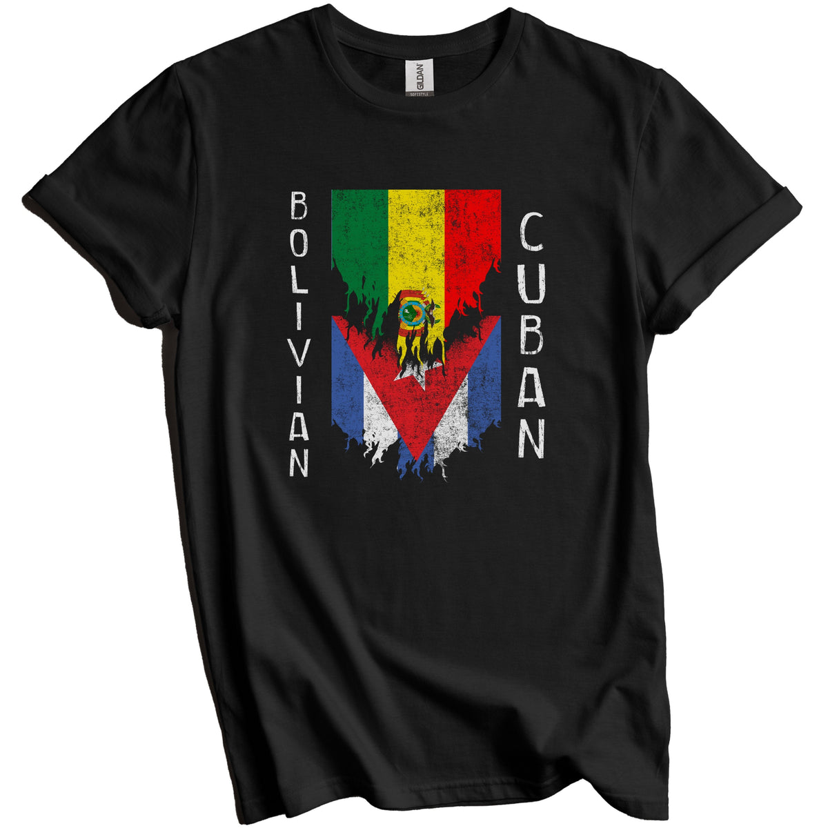 Bolivian Cuban Flags Ripped Torn Bolivia Cuba T-Shirt
