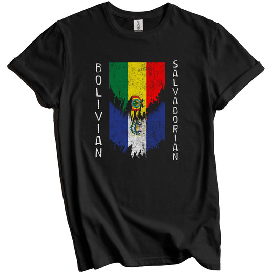 Bolivian Salvadorian Flags Ripped Torn Bolivia El Salvador T-Shirt