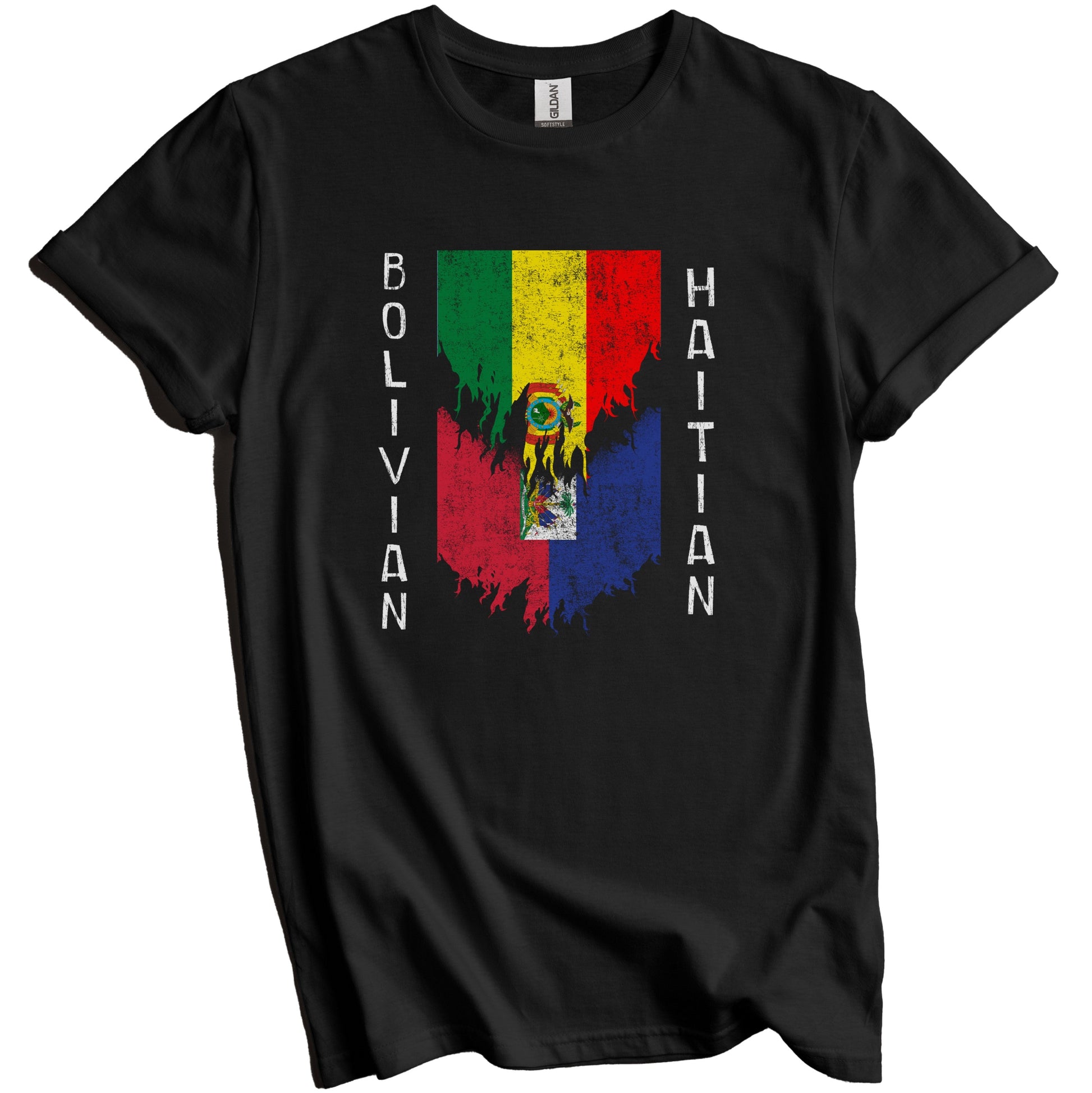 Bolivian Haitian Flags Ripped Torn Bolivia Haiti T-Shirt