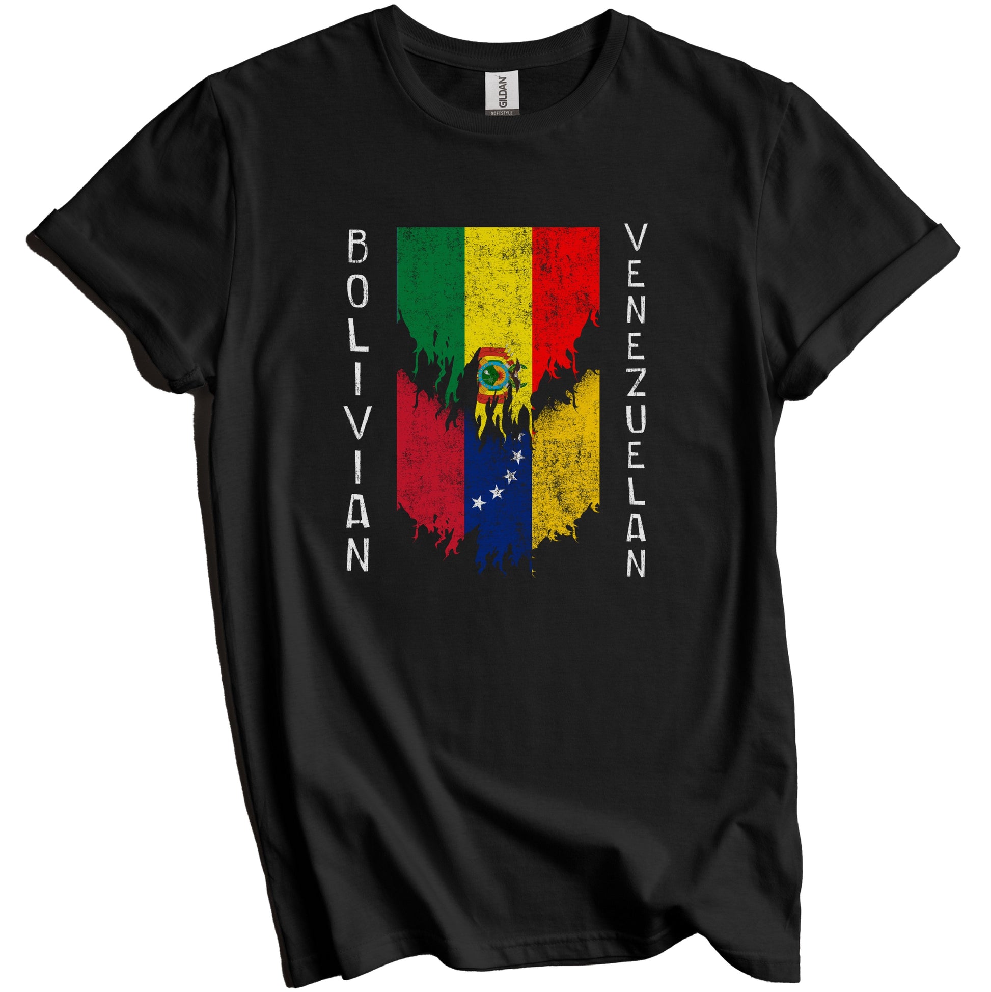 Bolivian Venezuelan Flags Ripped Torn Bolivia Venezuela T-Shirt