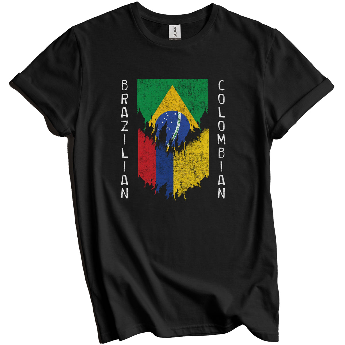 Brazilian Colombian Flags Ripped Torn Brazil Colombia T-Shirt