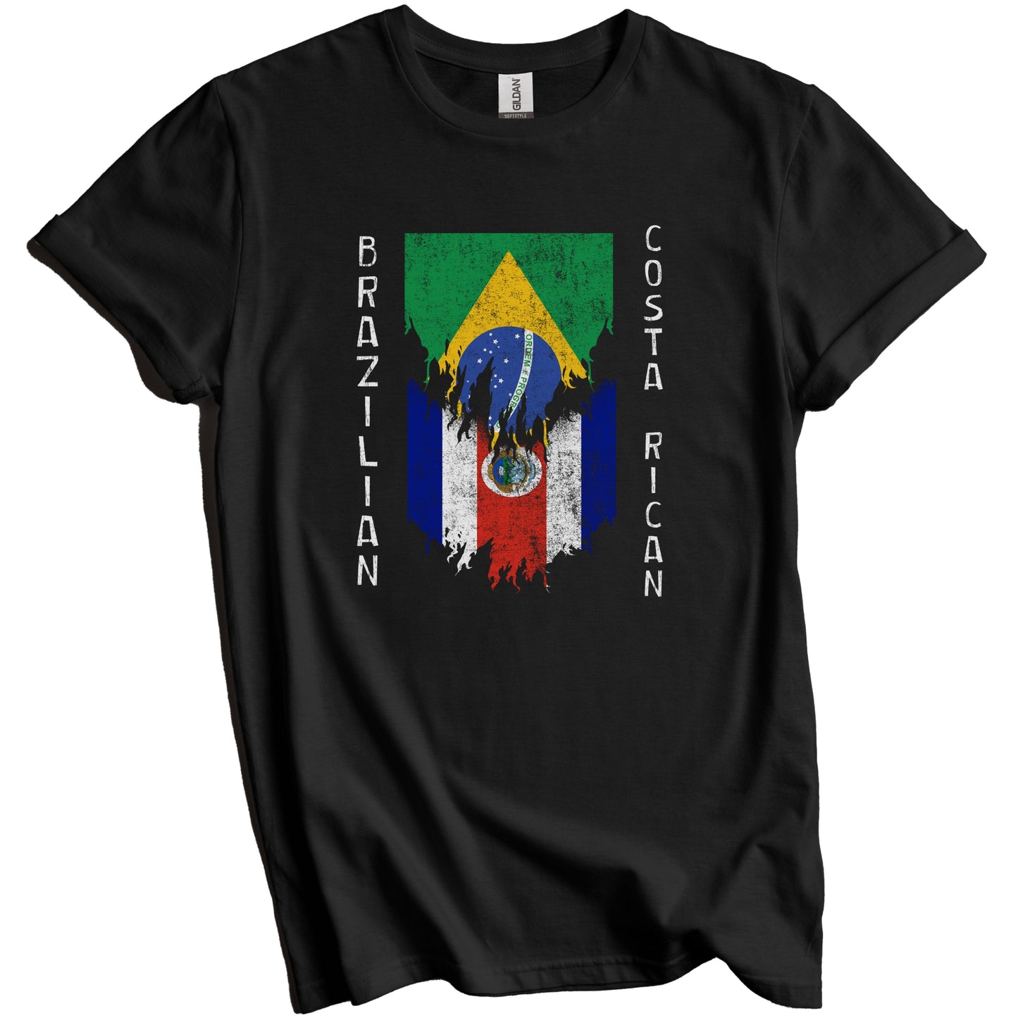 Brazilian Costa Rican Flags Ripped Torn Brazil Costa Rica T-Shirt