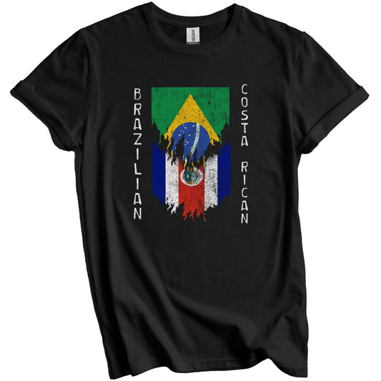 Brazilian Costa Rican Flags Ripped Torn Brazil Costa Rica T-Shirt