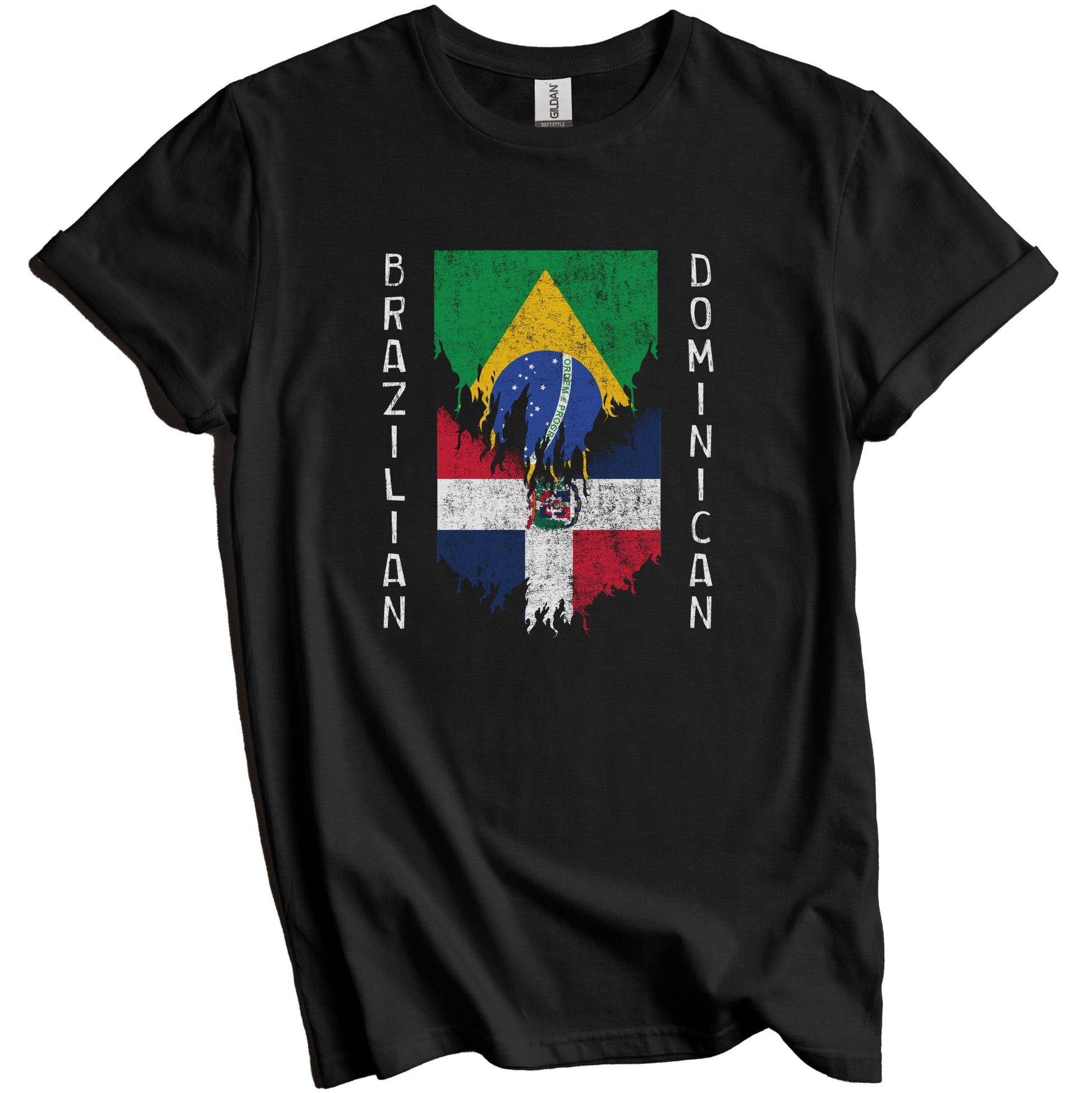 Brazilian Dominican Flags Ripped Torn Brazil Dominican Republic T-Shirt