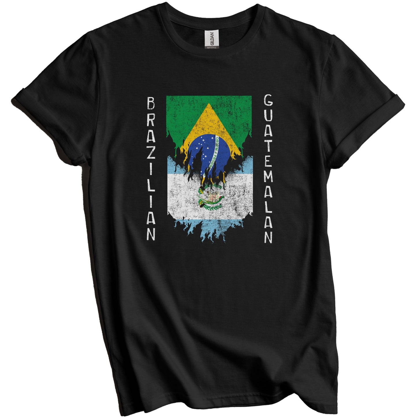 Brazilian Guatemalan Flags Ripped Torn Brazil Guatemala T-Shirt