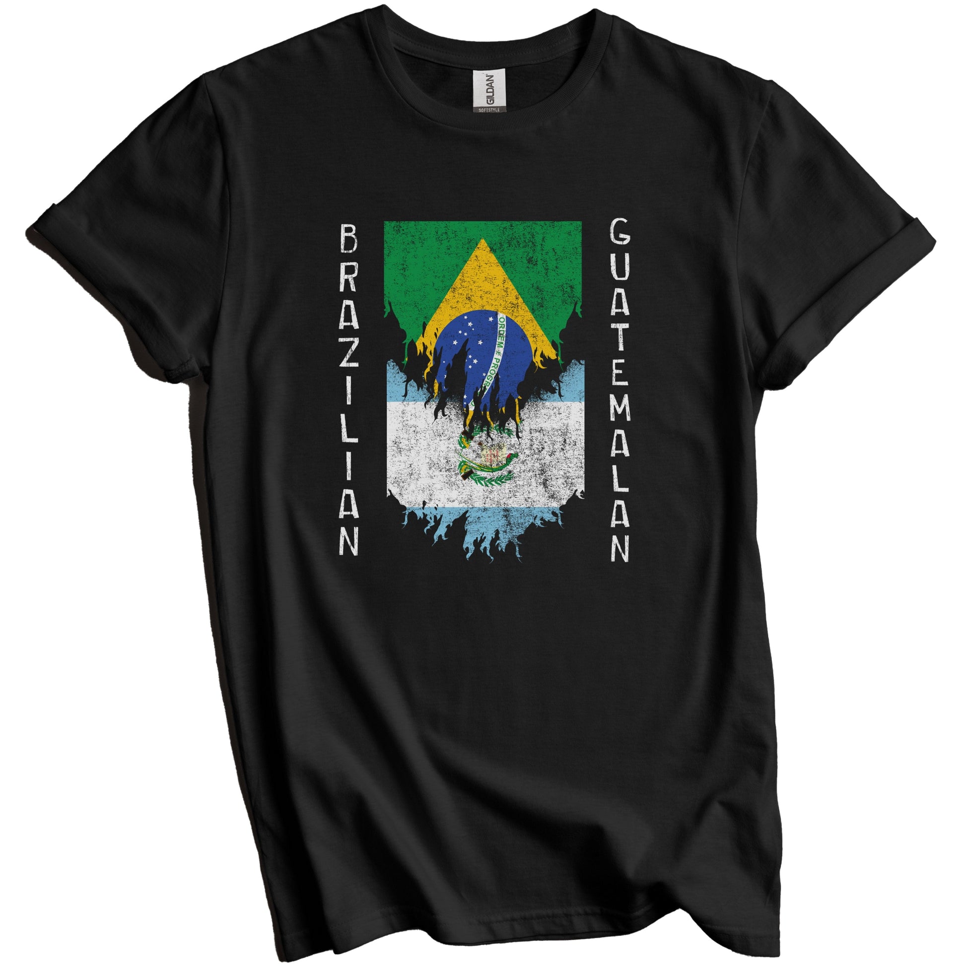 Brazilian Guatemalan Flags Ripped Torn Brazil Guatemala T-Shirt