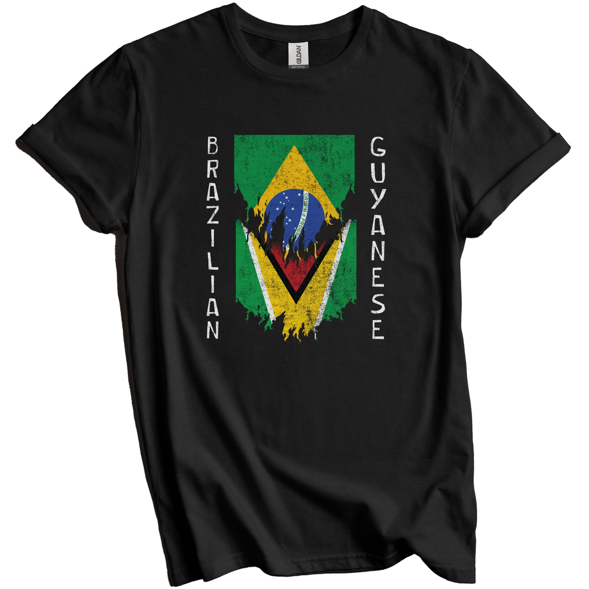 Brazilian Guyanese Flags Ripped Torn Brazil Guyana T-Shirt
