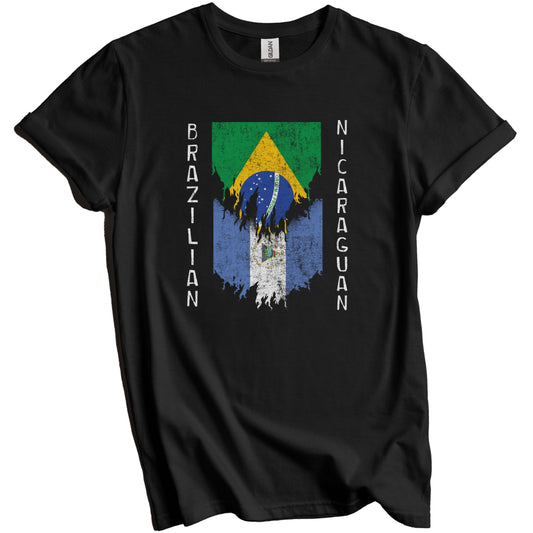 Brazilian Nicaraguan Flags Ripped Torn Brazil Nicaragua T-Shirt