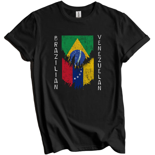 Brazilian Venezuelan Flags Ripped Torn Brazil Venezuela T-Shirt