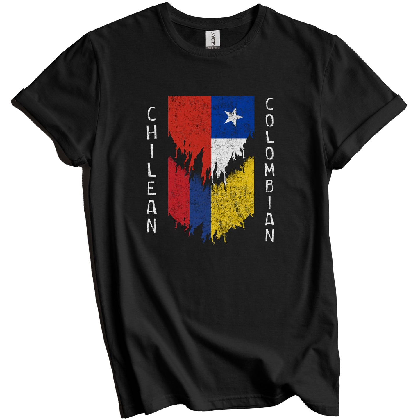 Chilean Colombian Flags Ripped Torn Chile Colombia T-Shirt