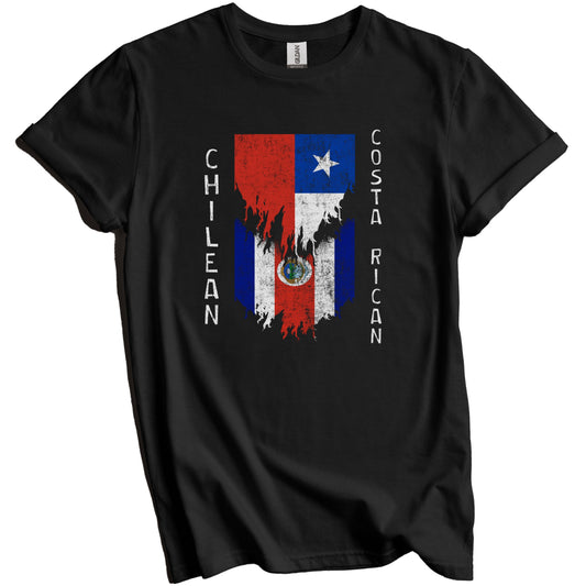 Chilean Costa Rican Flags Ripped Torn Chile Costa Rica T-Shirt