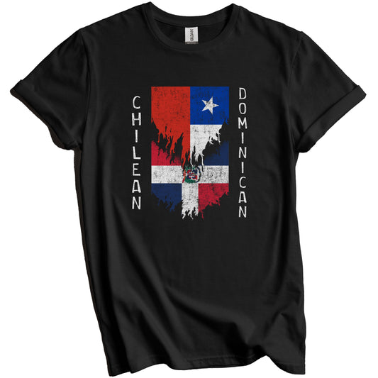 Chilean Dominican Flags Ripped Torn Chile Dominican Republic T-Shirt